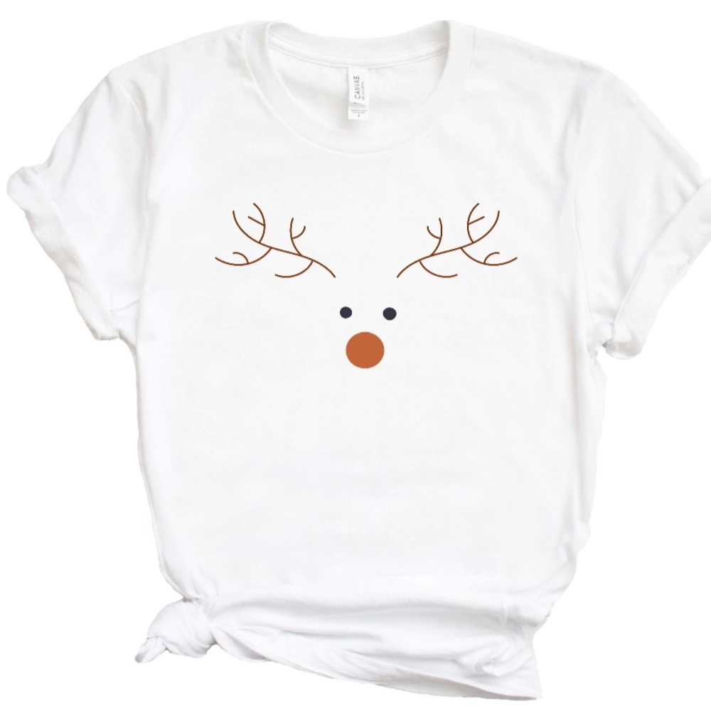 Women’s Adorable White Christmas Reindeer Shirt - Picture 2 of 5